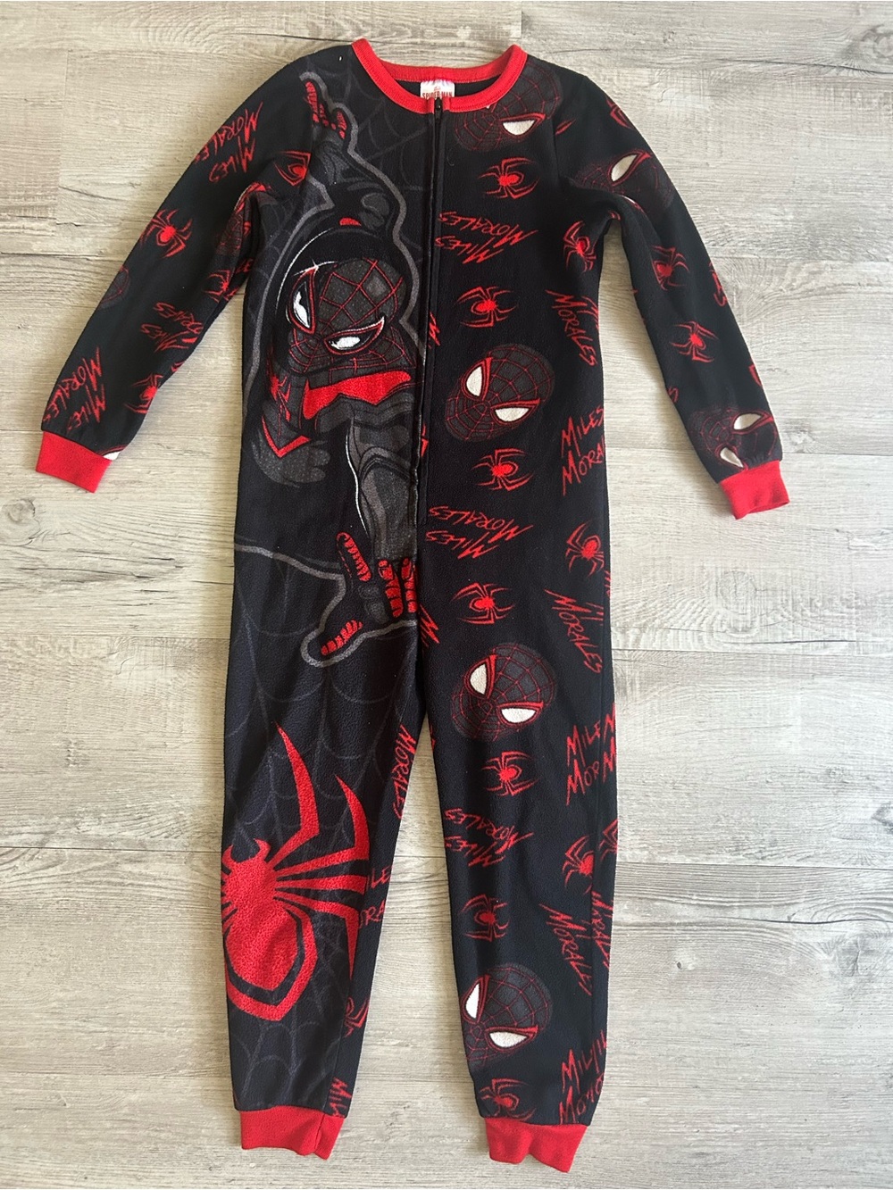 Spiderman Black and Red Kids One-Piece Footie Pajamas